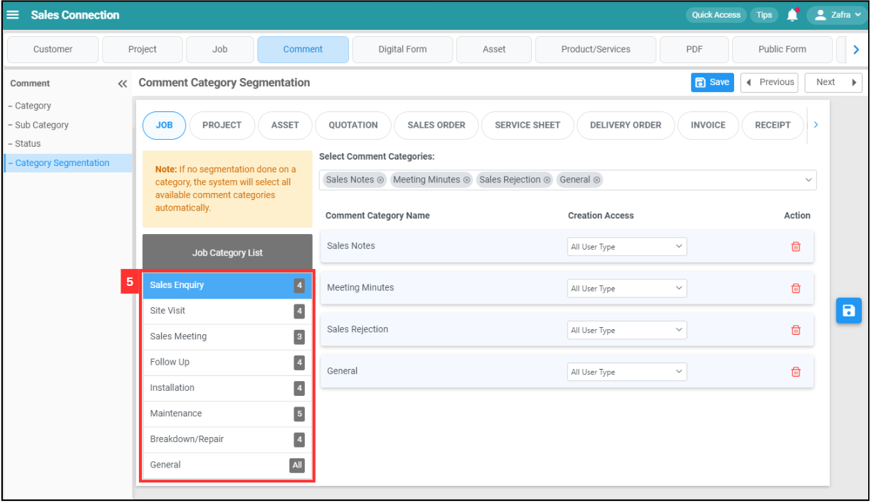 Comment Category Segmentation Step 5