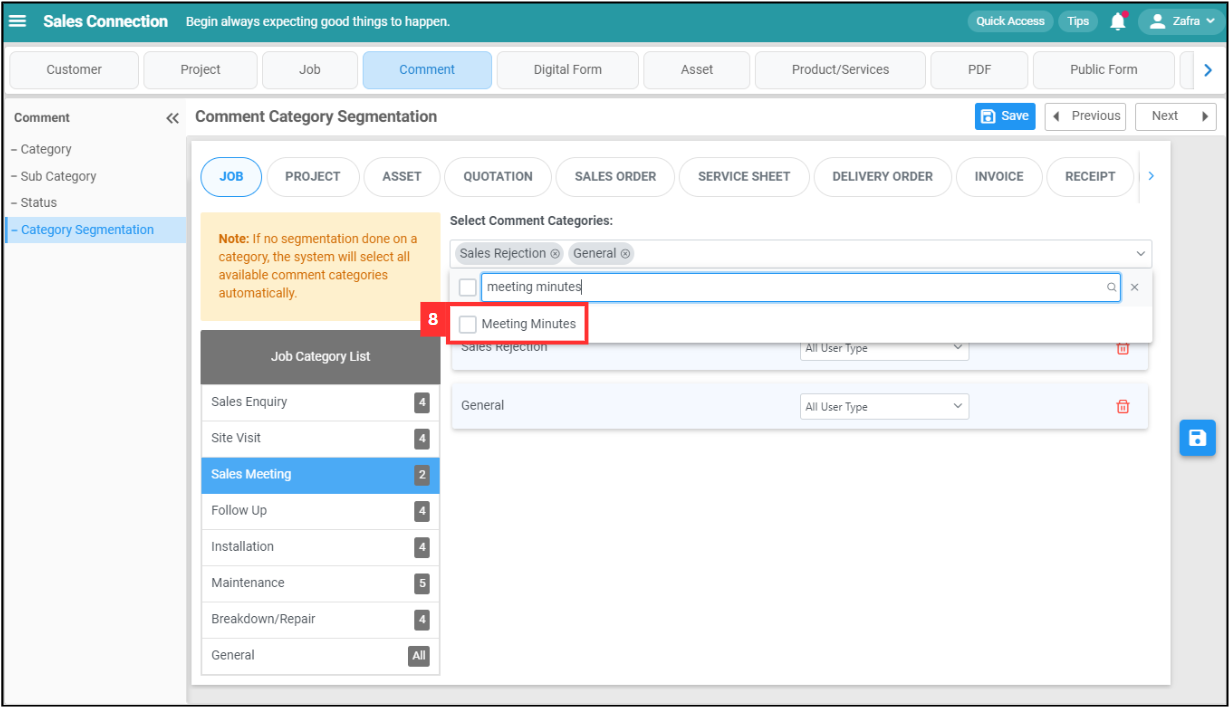 Comment Category Segmentation Step 8