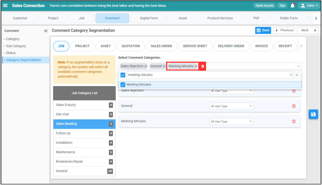 Comment Category Segmentation Step 9