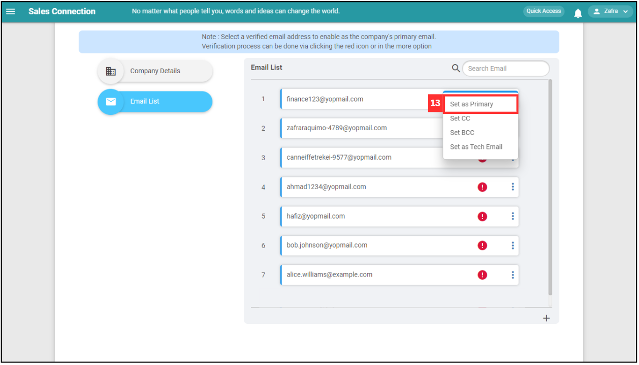 Company Profile Settings Step 13