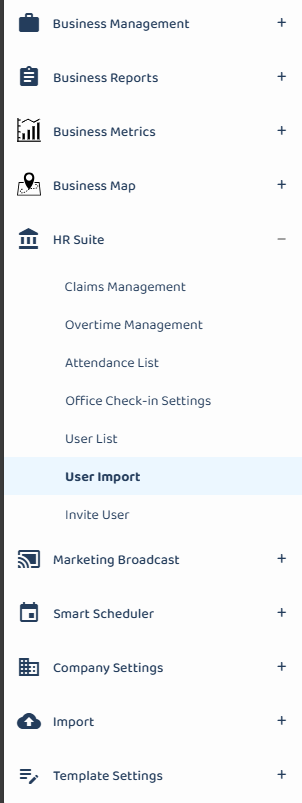 Import User Step 1