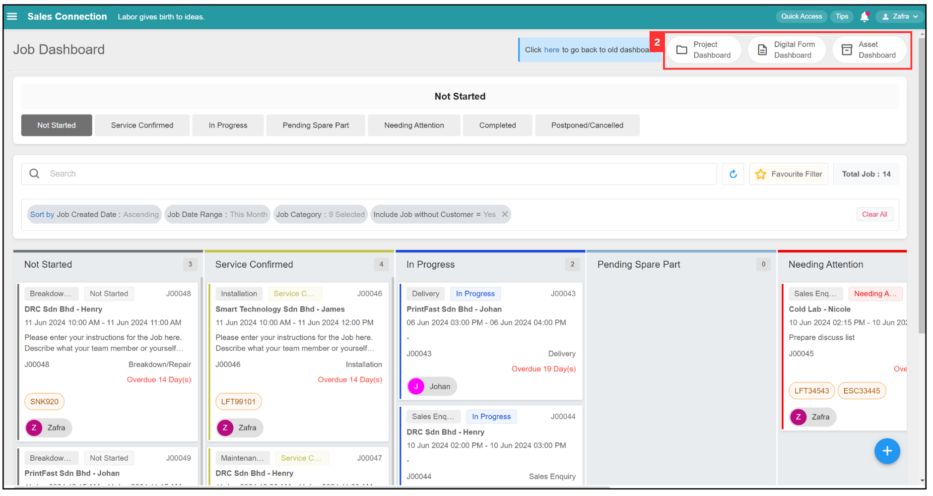 Job Dashboard Page Tutorial Step 2