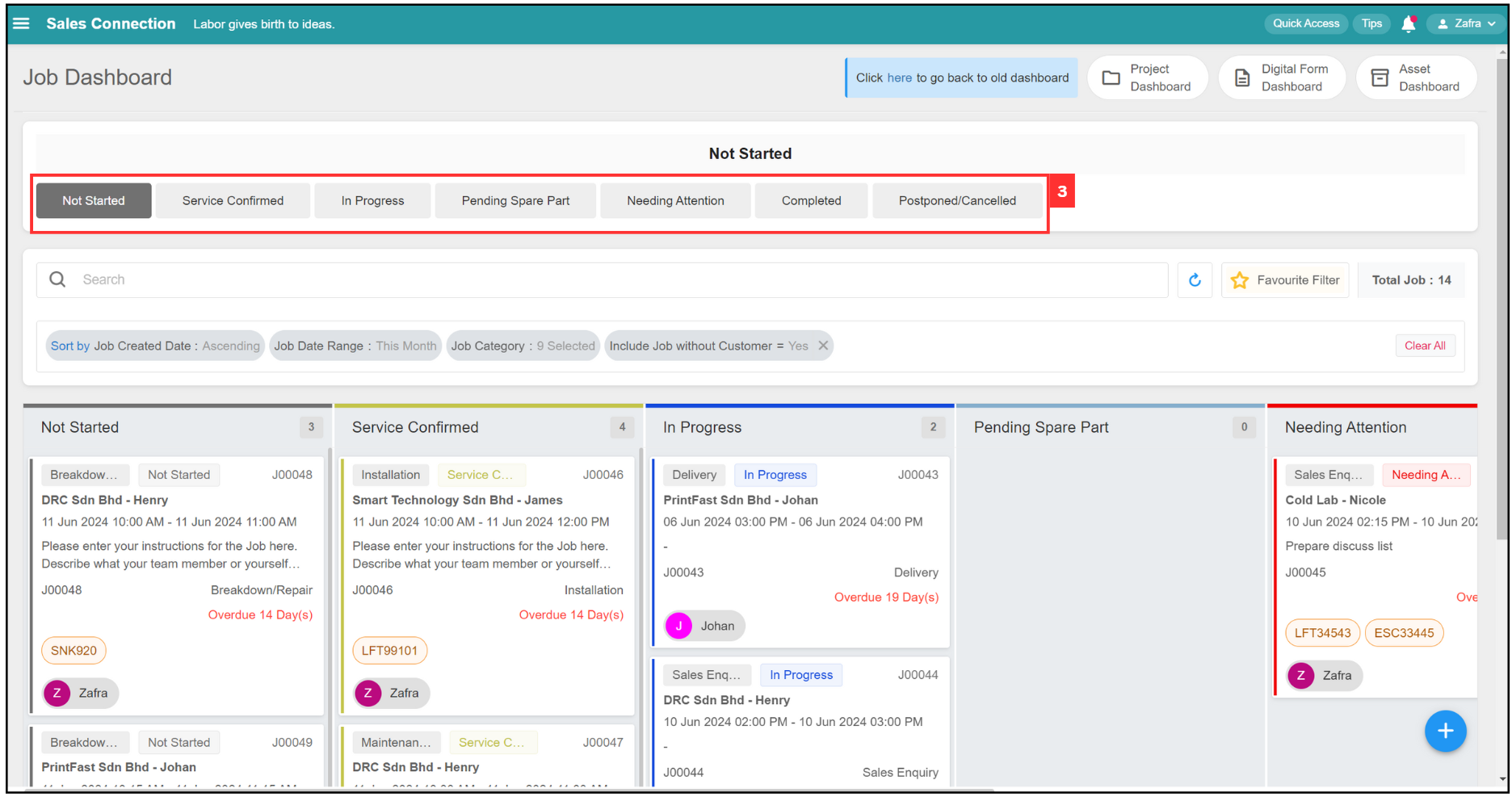 Job Dashboard Page Tutorial Step 3