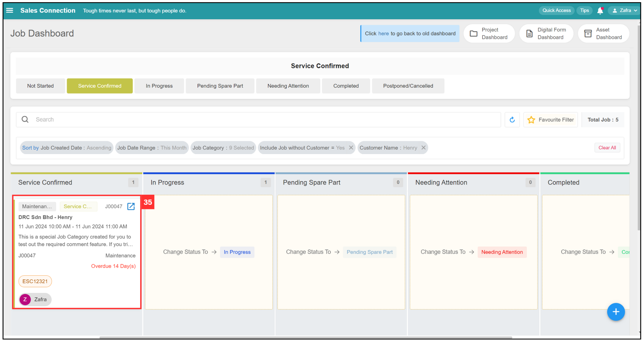 Job Dashboard Page Tutorial Step 35