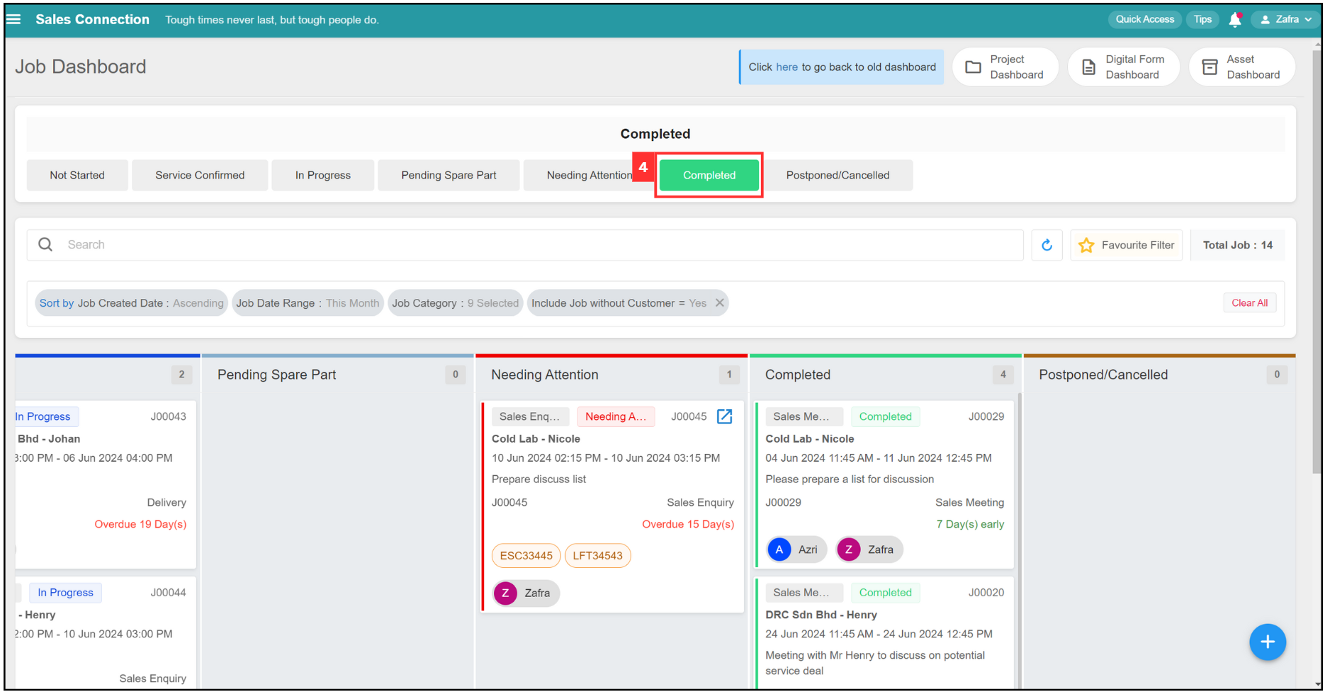 Job Dashboard Page Tutorial Step 4