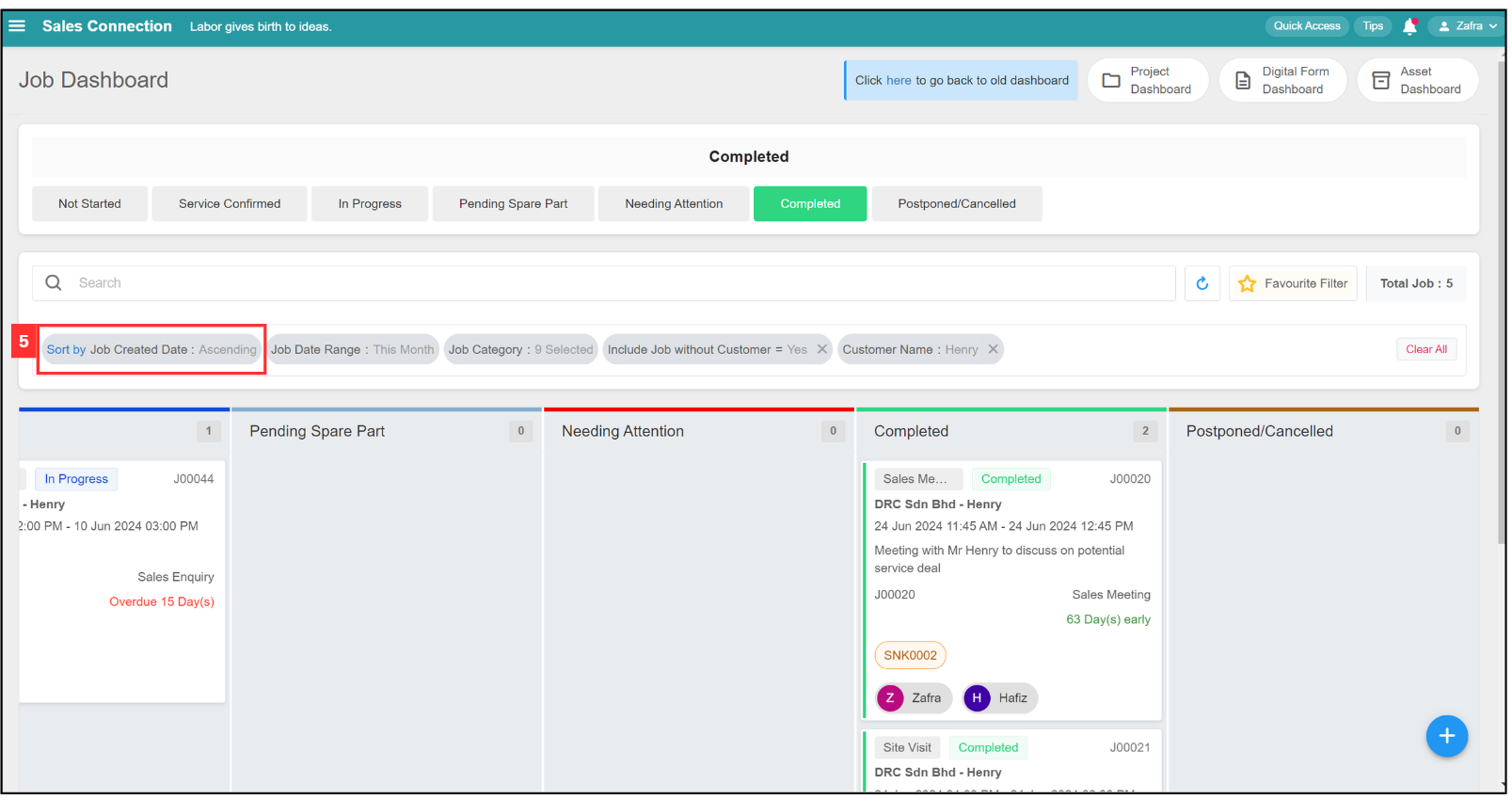 Job Dashboard Page Tutorial Step 5