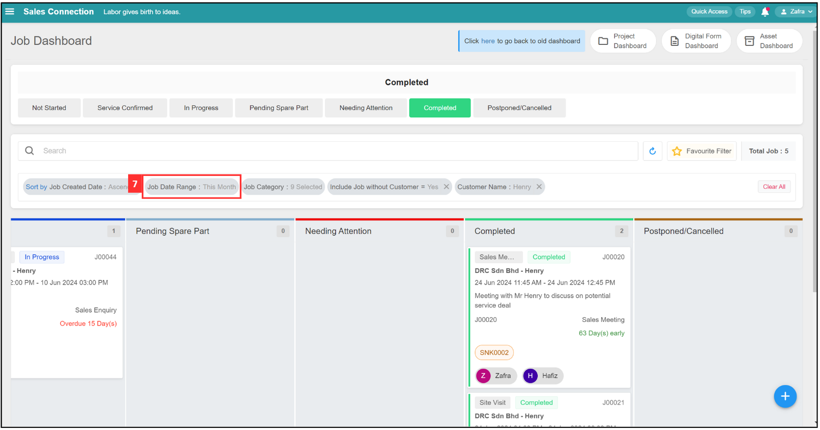 Job Dashboard Page Tutorial Step 7