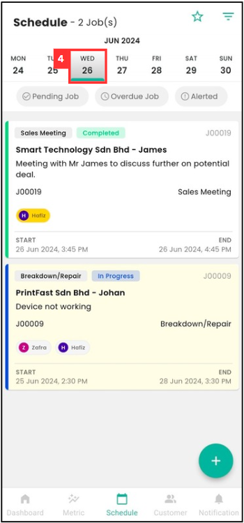 Job Schedule Mobile Step 4