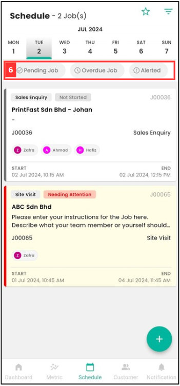 Job Schedule Mobile Step 6