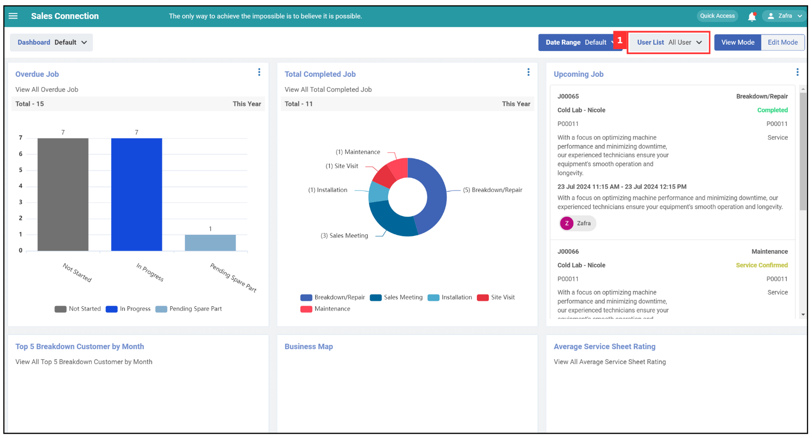 Metric Dashboard Filter by User List Step 1