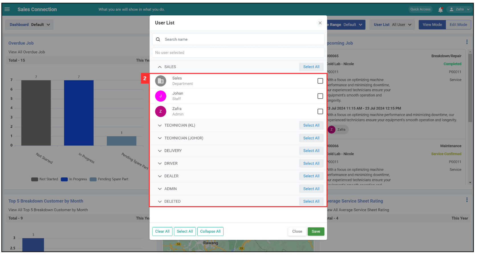 Metric Dashboard Filter by User List Step 2