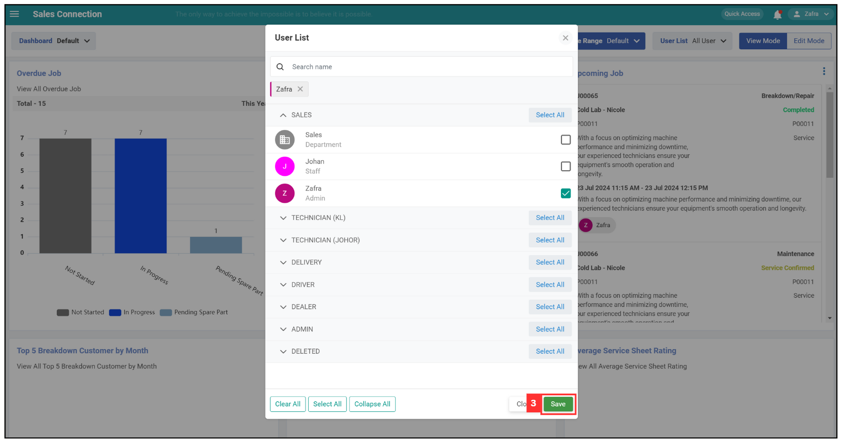 Metric Dashboard Filter by User List Step 3