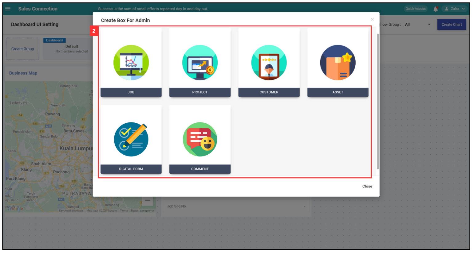 Metric Dashboard Layout Settings - Create Chart Step 2