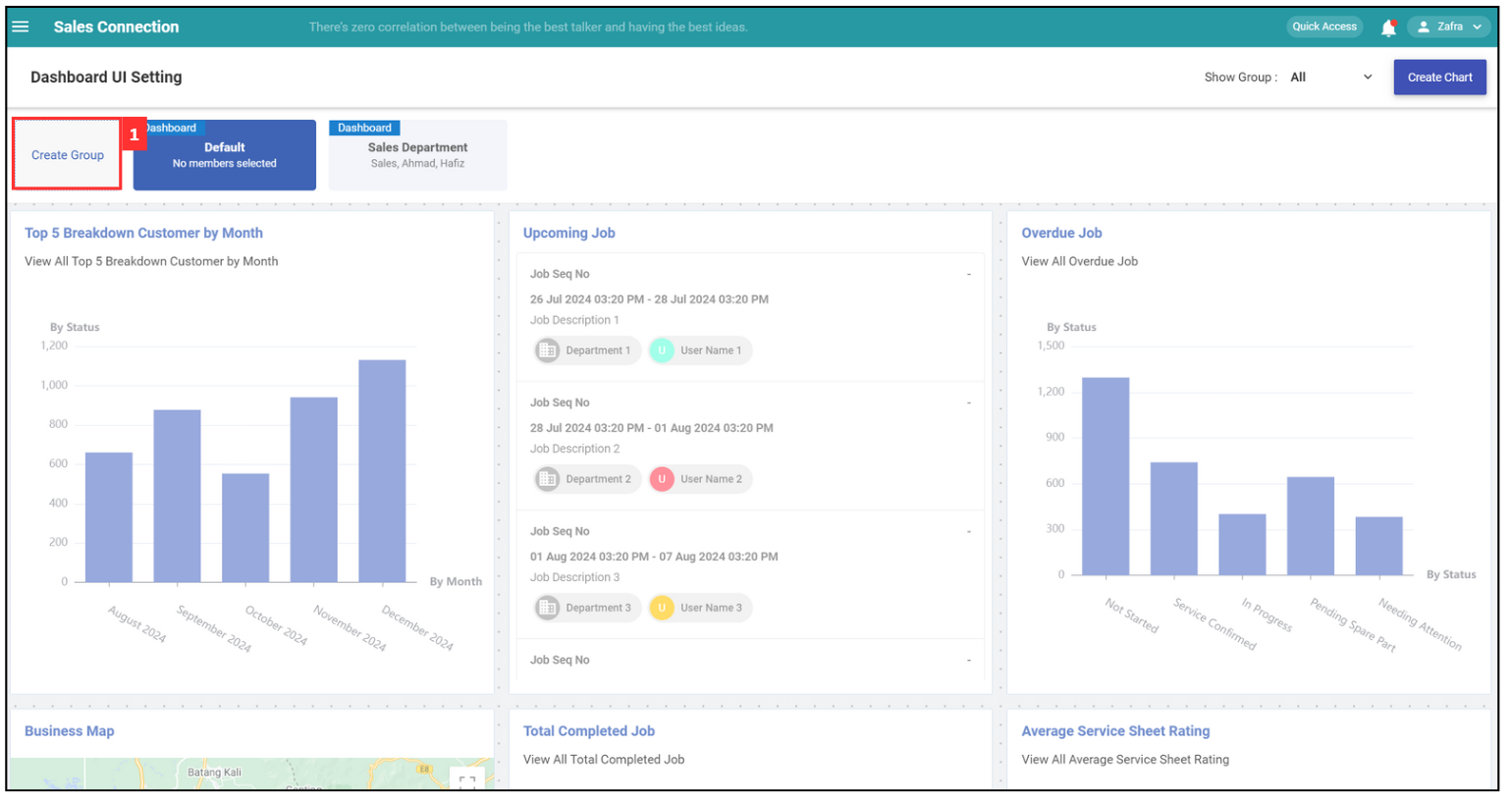 Metric Dashboard Layout Settings - Create Group Step 1