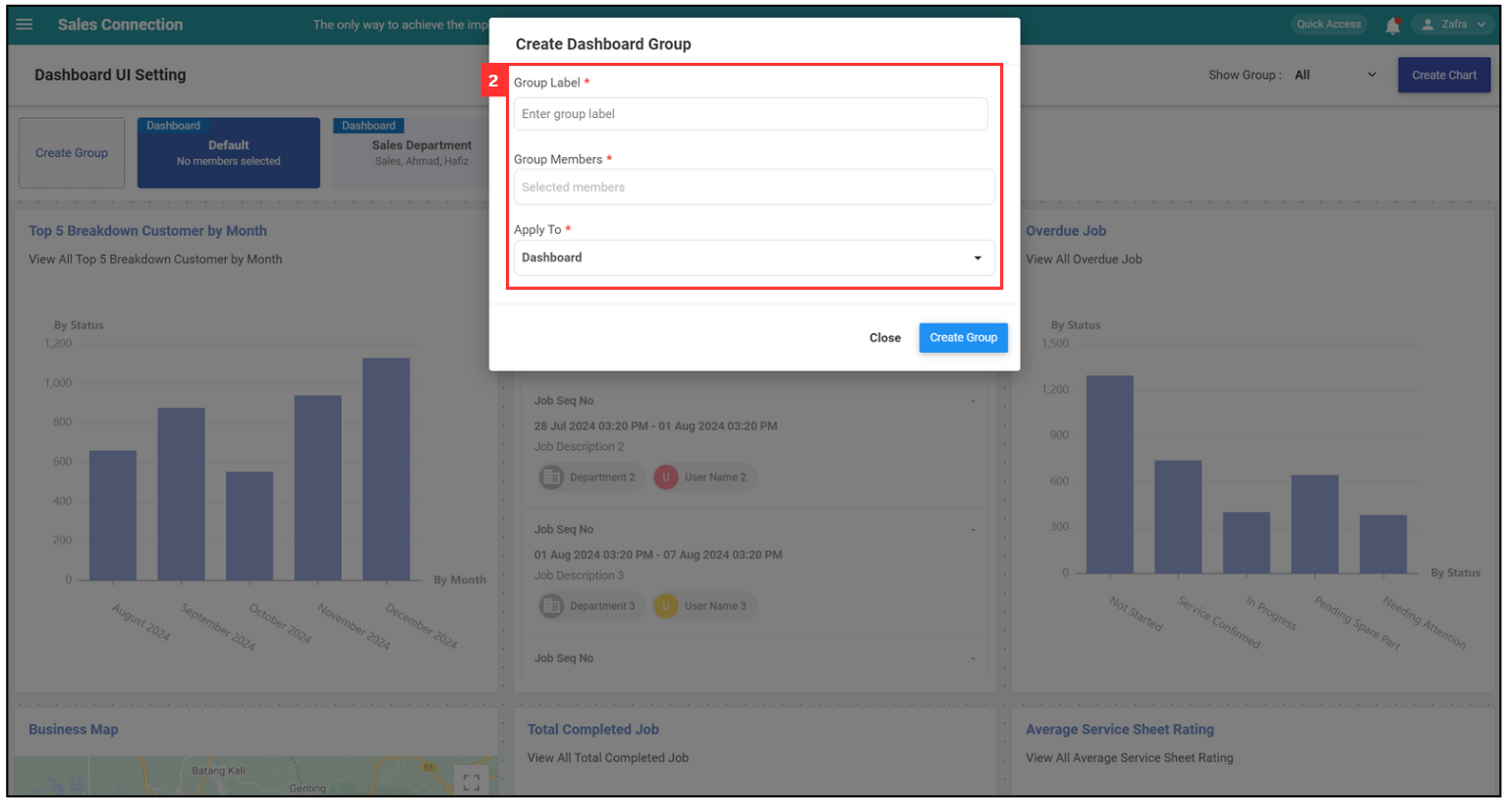 Metric Dashboard Layout Settings - Create Group Step 2