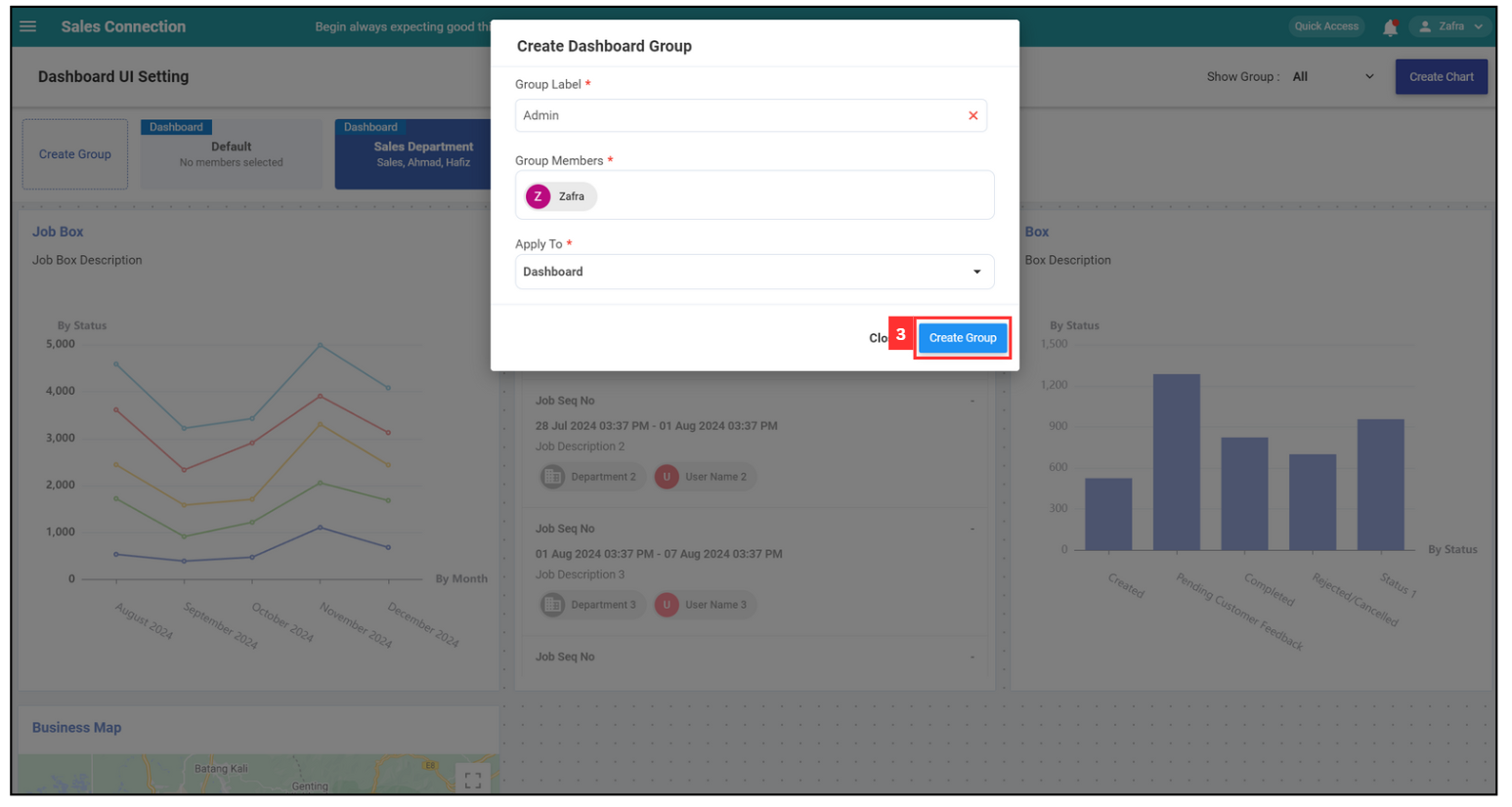 Metric Dashboard Layout Settings - Create Group Step 3