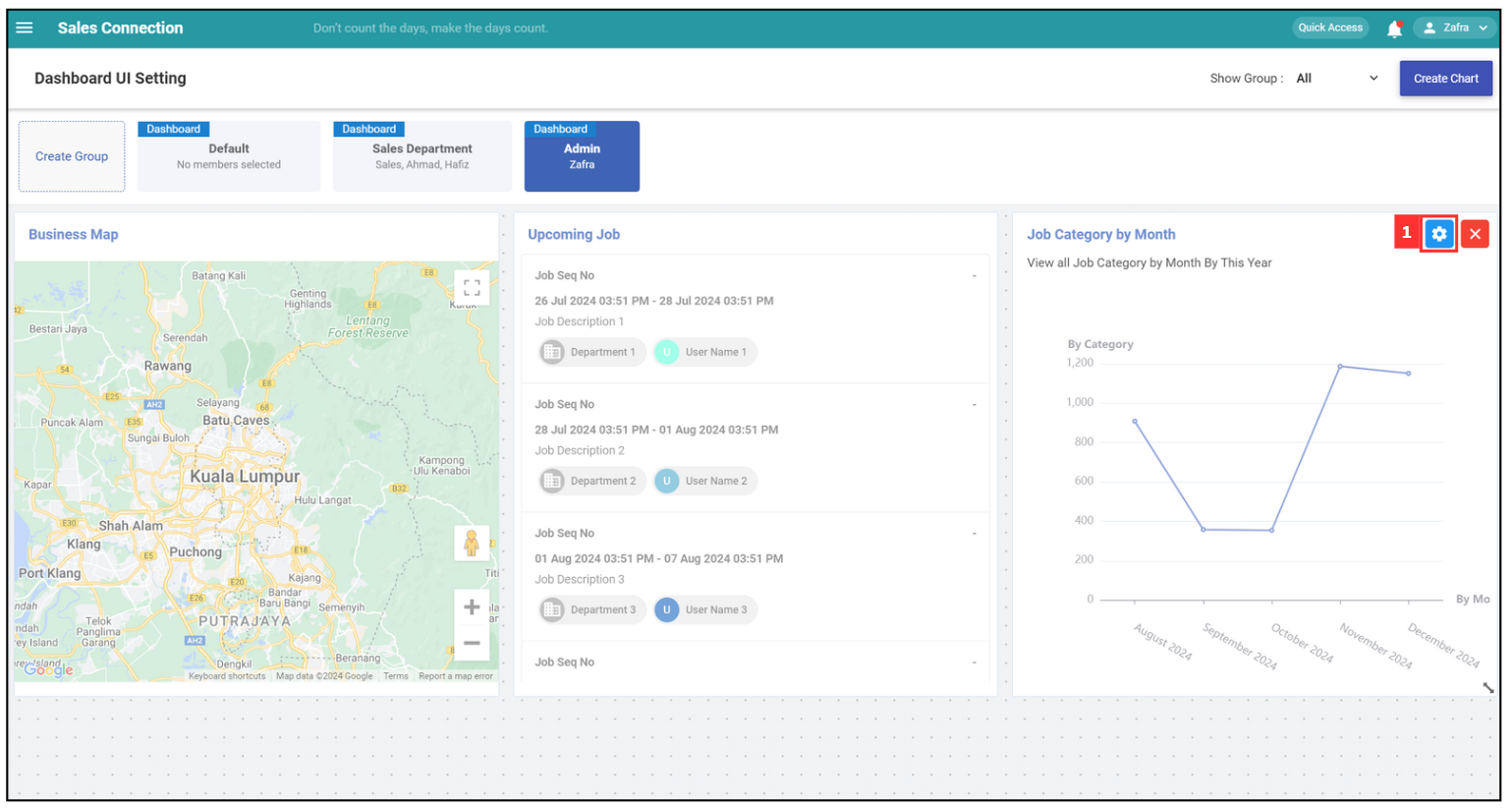 Metric Dashboard Layout Settings - Edit Created Chart Step 1