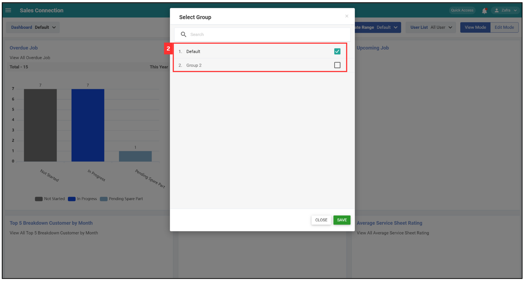 Metric Dashboard Select Group Step 2