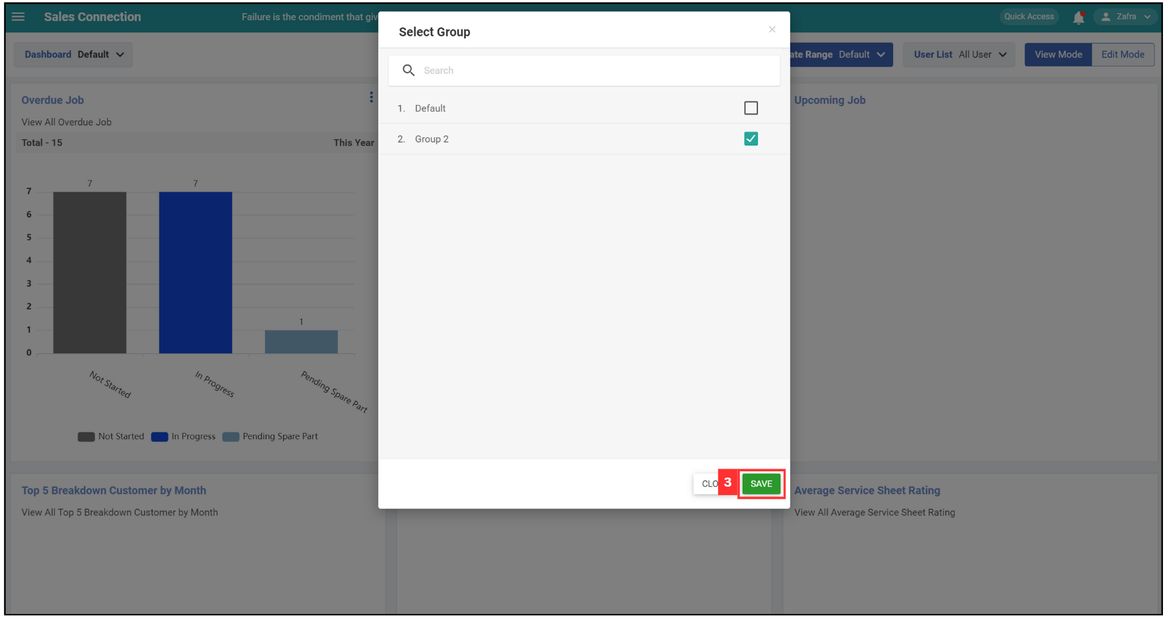 Metric Dashboard Select Group Step 3