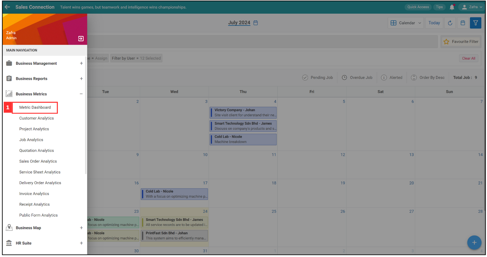 Metric Dashboard Step 1