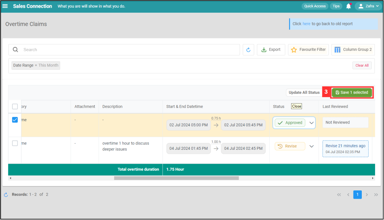 Overtime Management Change Claim Step 3