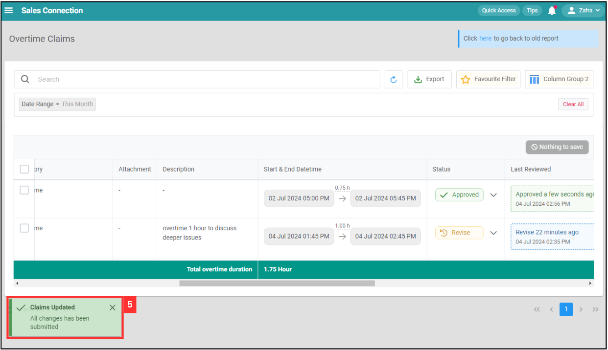 Overtime Management Change Claim Step 5