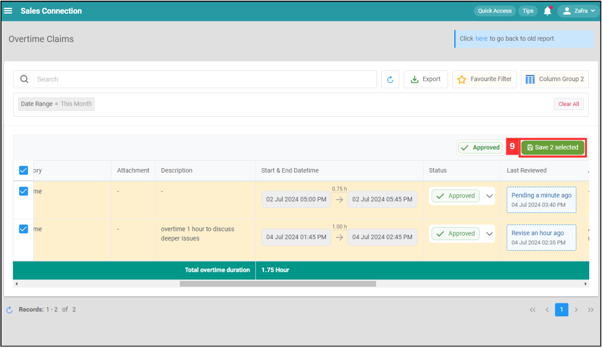 Overtime Management Change Claim Step 9