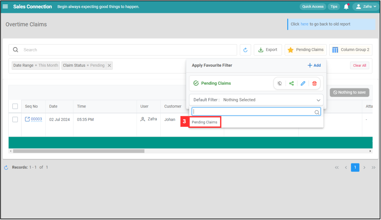 Overtime Management Default Filter Step 3