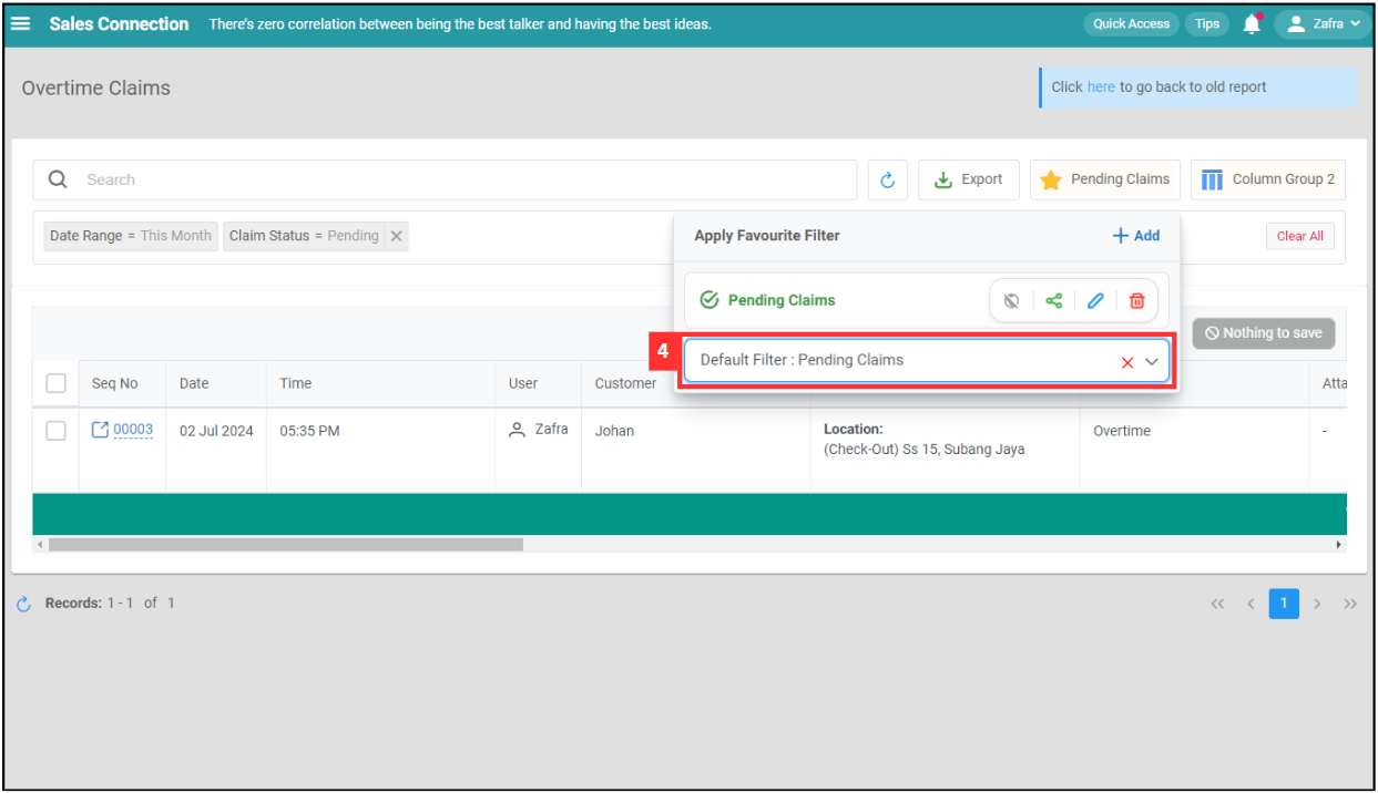 Overtime Management Default Filter Step 4