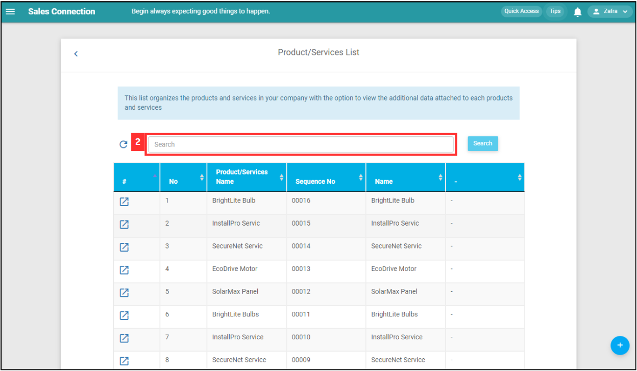 Product/Services List Step 2