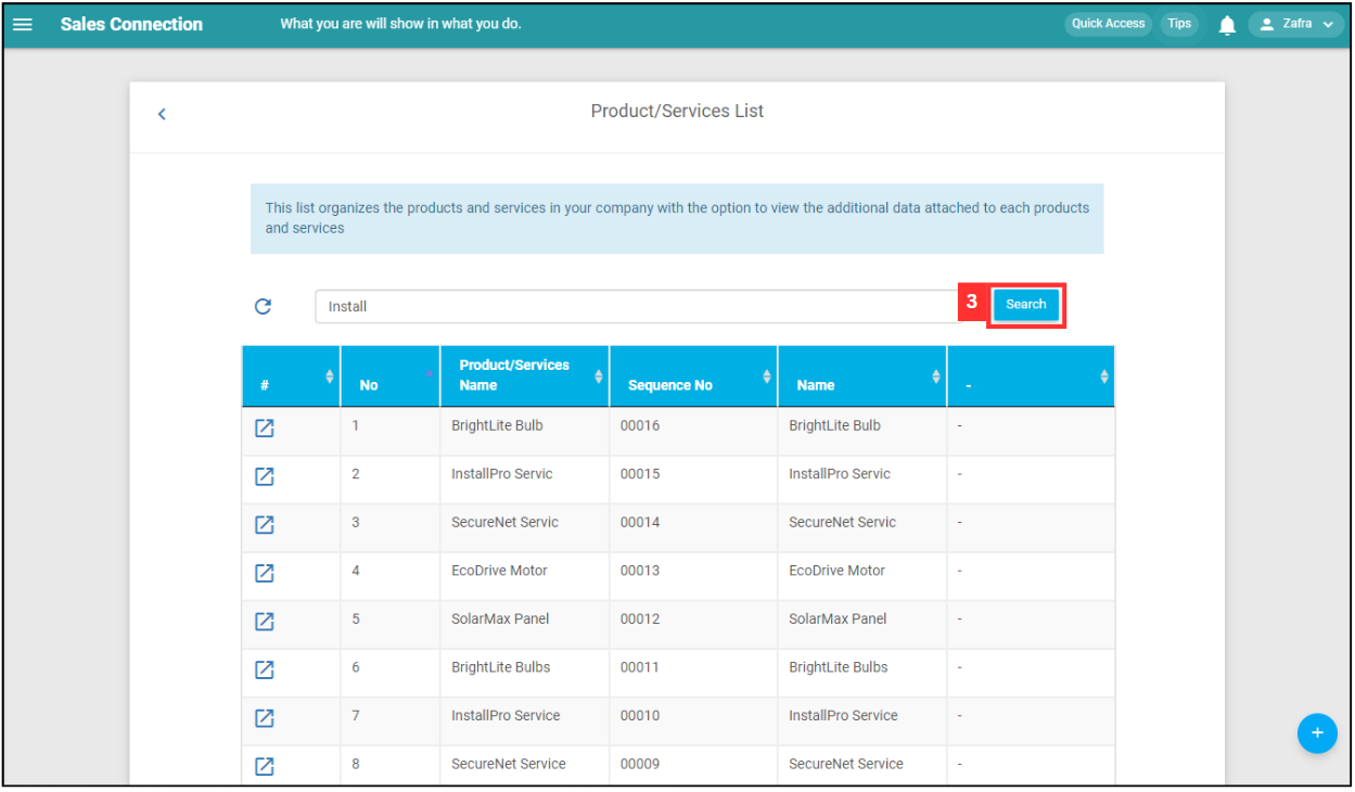 Product/Services List Step 3