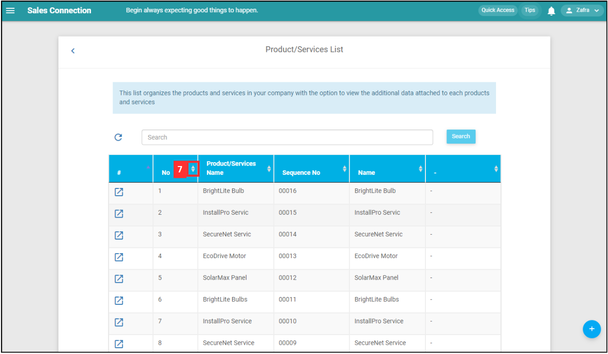 Product/Services List Step 7