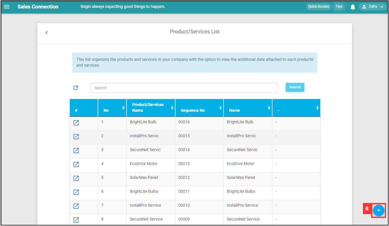 Product/Services List Step 8