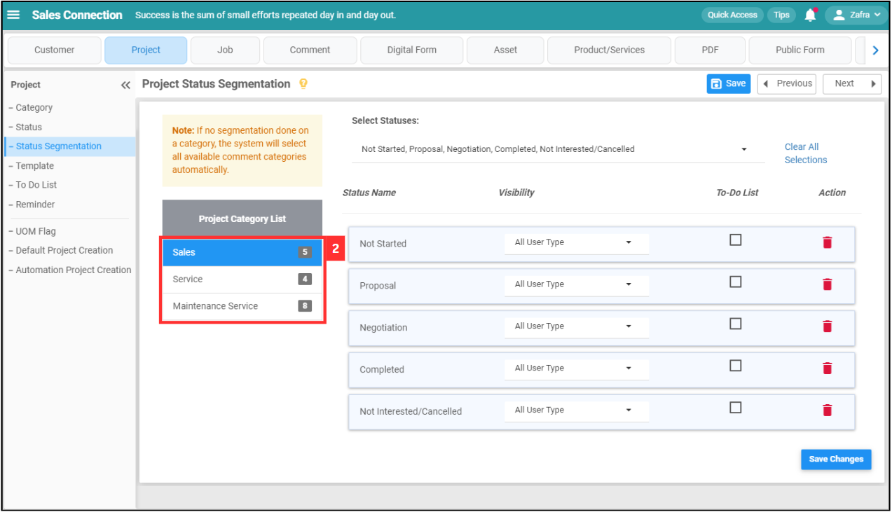 Project Status Segmentation Step 2