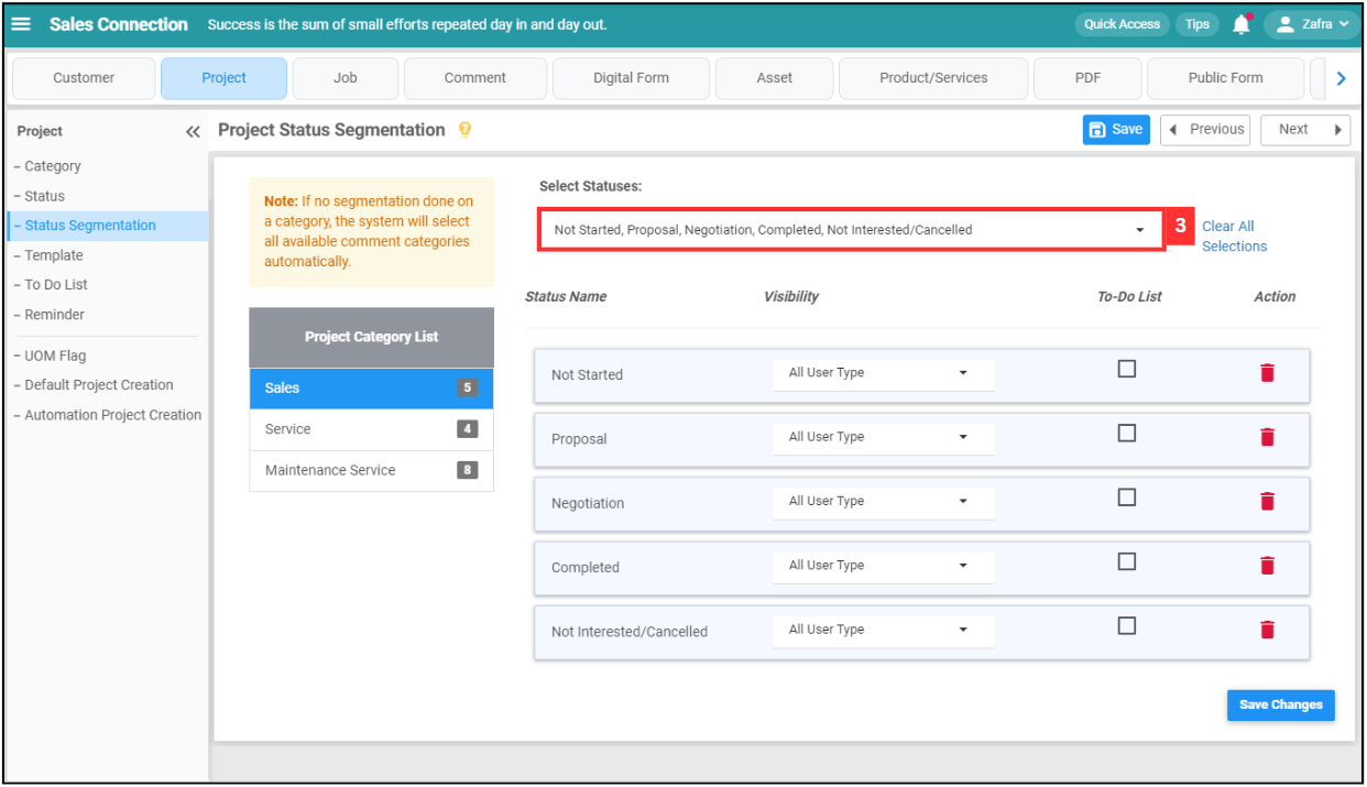 Project Status Segmentation Step 3