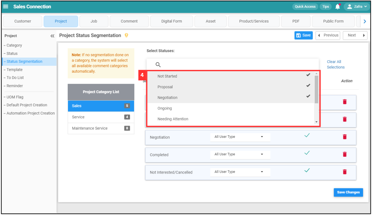 Project Status Segmentation Step 4