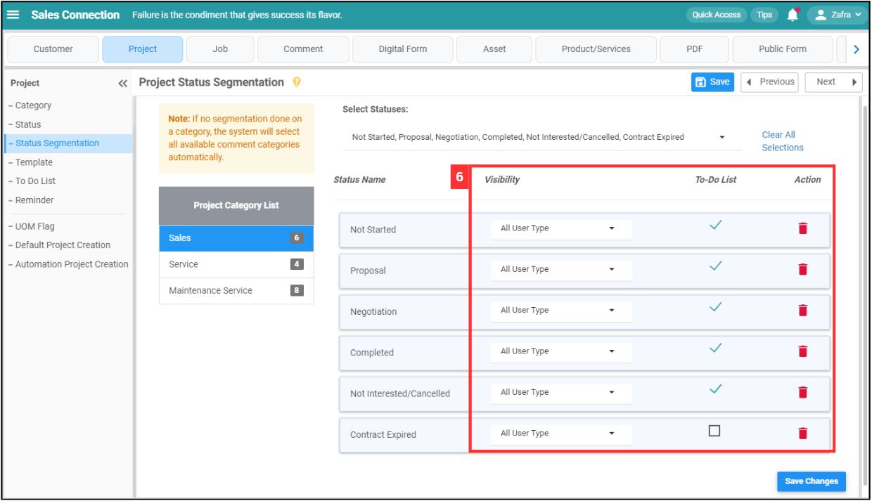 Project Status Segmentation Step 6