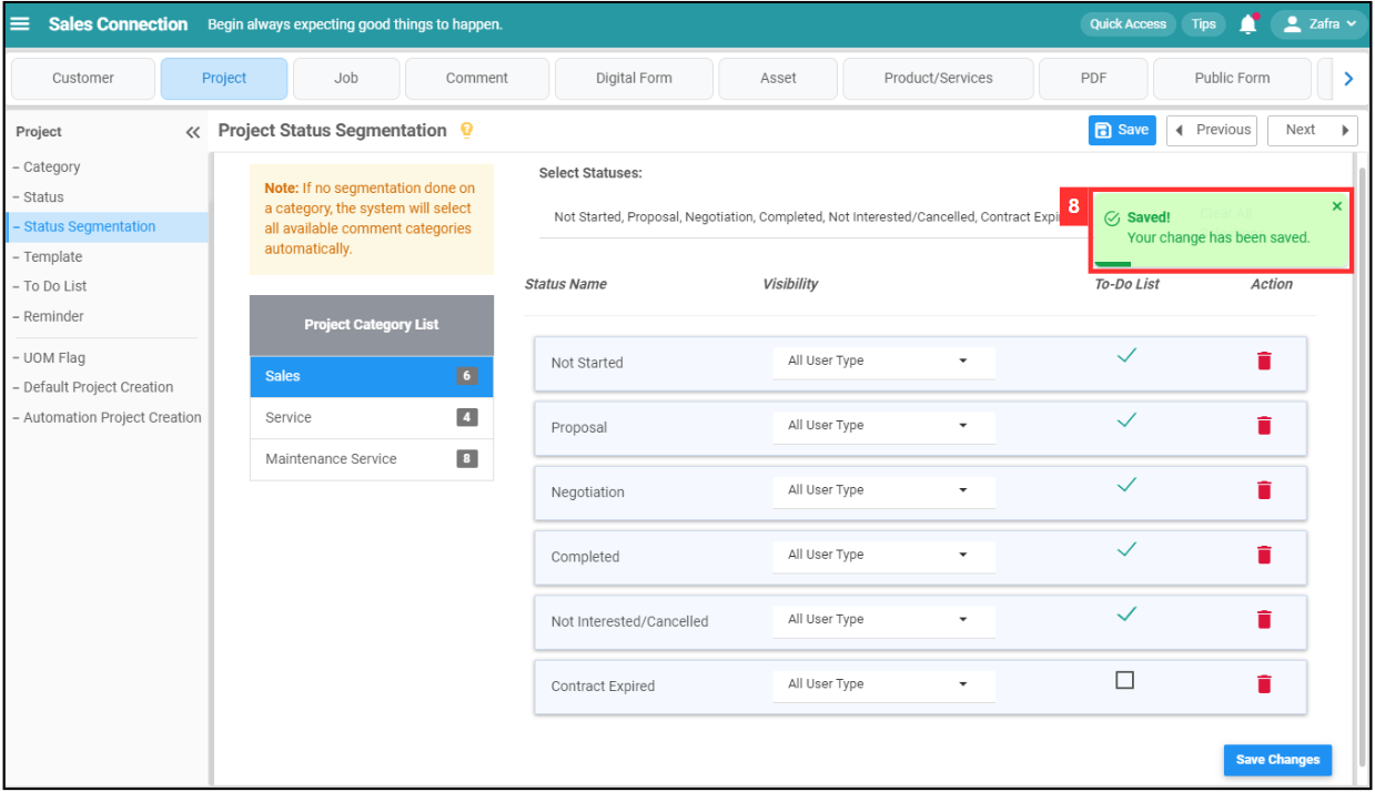 Project Status Segmentation Step 8